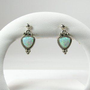 Sterling Silver & White Opal Earrings